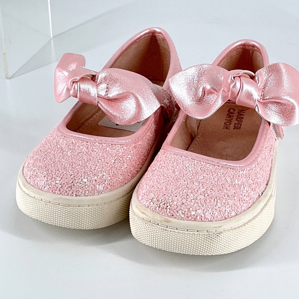 Harper Canyon Size 9 Girls Pink Glitter Mary Jane Sneakers Bow NEW PACEY $40